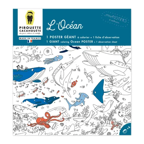 Poster géant à colorier - L'Océan - Pirouette Cacahouète