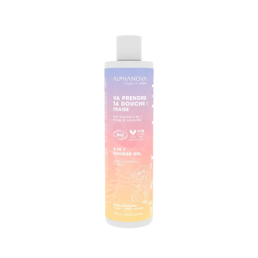 Va prendre ta douche ! Gel douche 3 en 1 - parfum fraise - Alphanova Kids