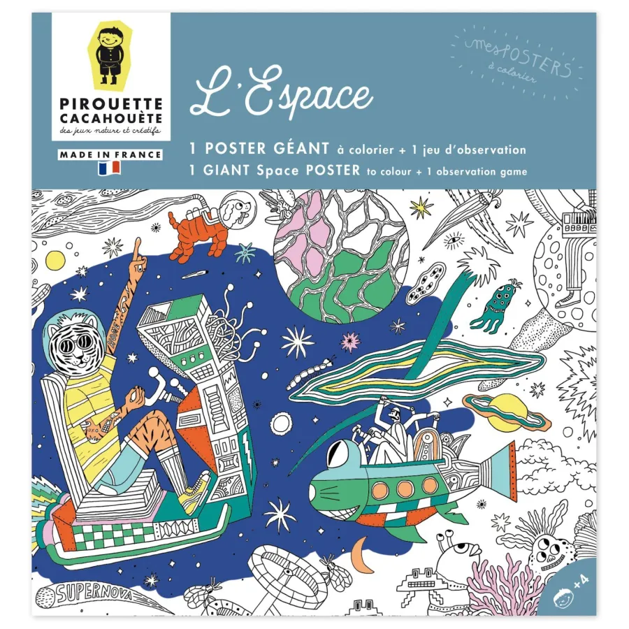 Poster géant à colorier - L'Espace - Pirouette Cacahouète