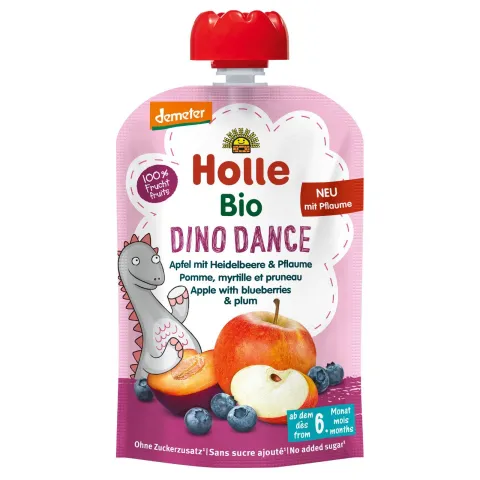 Gourde pomme, myrtille et pruneau - Dino Dance -  Holle